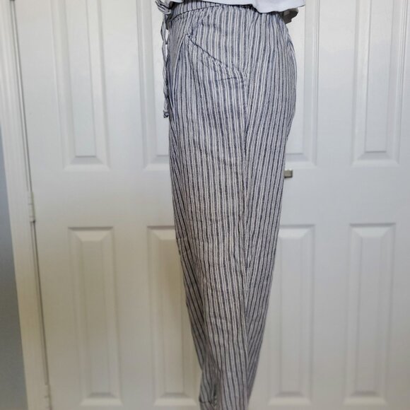 American Eagle Striped Linen Drawstring Waist Pants Small - Picture 4 of 14
